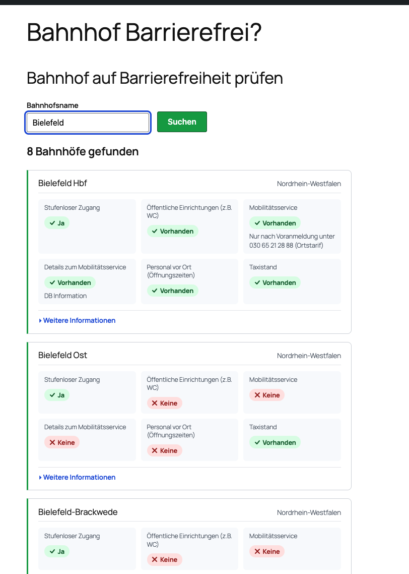 DB-Barrierefrei Frontend Suchergebnisse